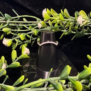 Unique Dainty Pave Stackable Moissanite 925 Silver Ring Sz 7